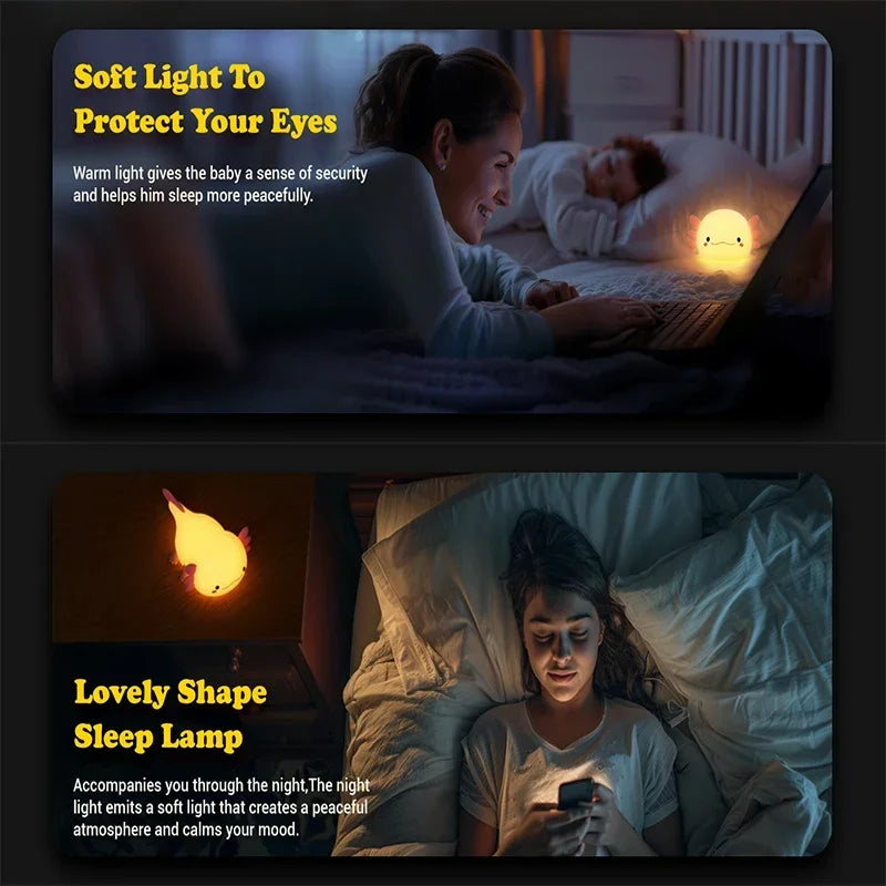 Cute Axolotl Children's Night Light Rechargeable