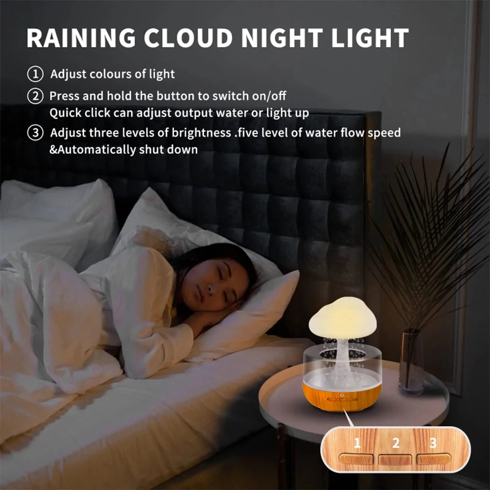 Rain Cloud Humidifier Night Light Essential Oil Diffuser