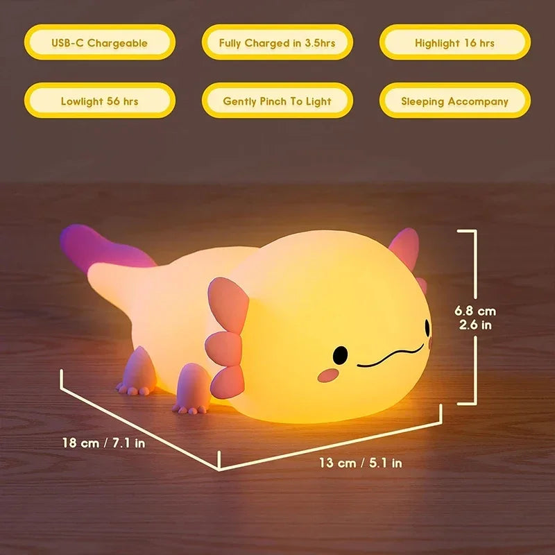 Cute Axolotl Children's Night Light Rechargeable