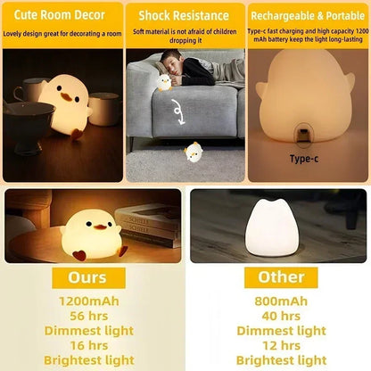 Silicone Duck Children's Night Light Rechargeable