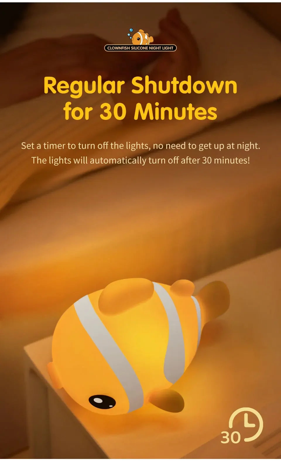 Cute Clownfish Children's Night Light Rechargeable