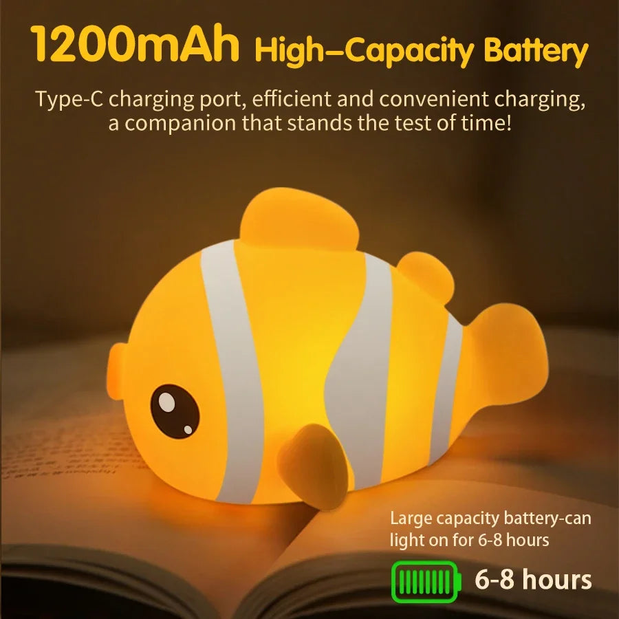 Cute Clownfish Children's Night Light Rechargeable
