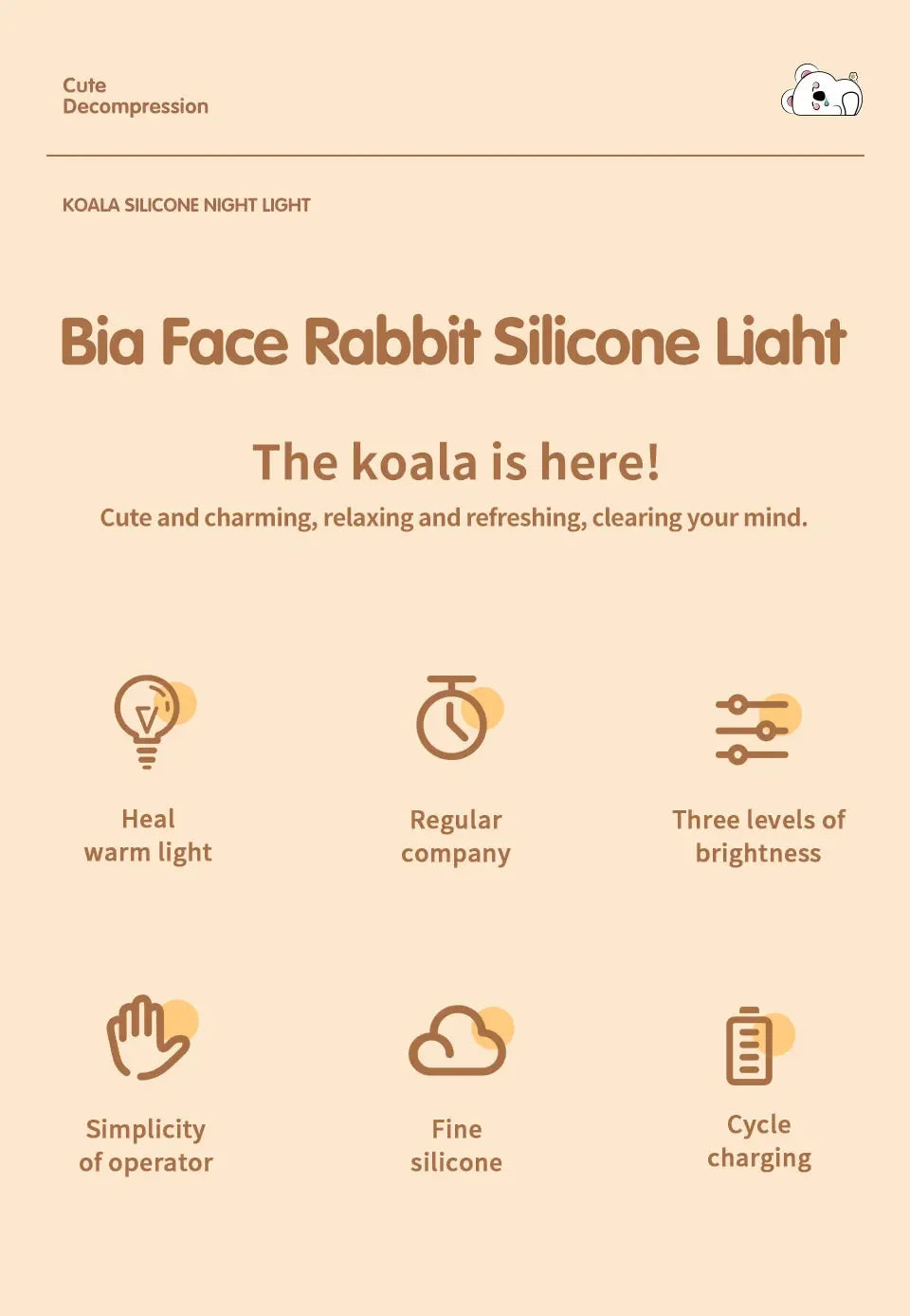 Cute Koala Children's Night Light Rechargeable