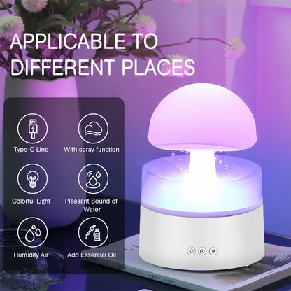 Rain Cloud Humidifier Night Light Essential Oil Diffuser