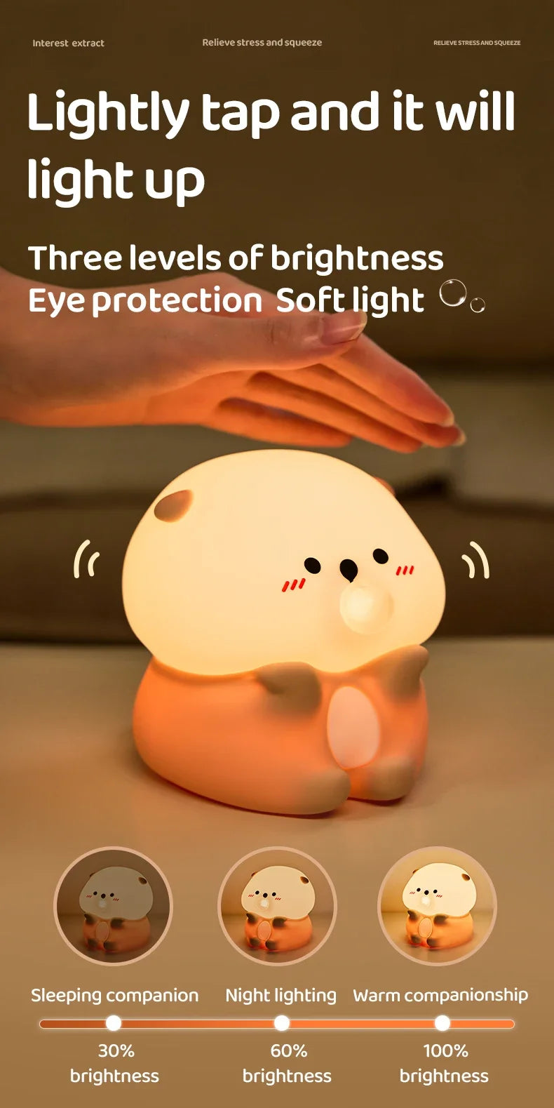 Cute Sea Otter Children's Night Light Rechargeable