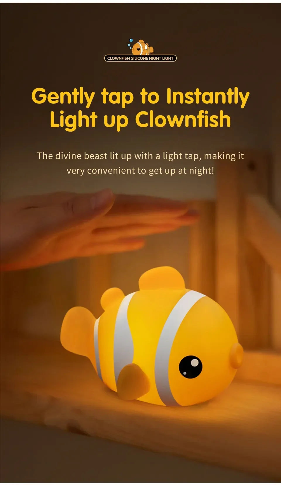 Cute Clownfish Children's Night Light Rechargeable