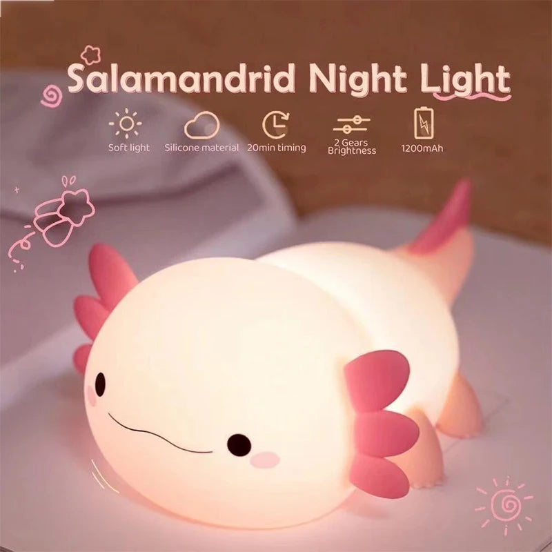 Cute Axolotl Children's Night Light Rechargeable