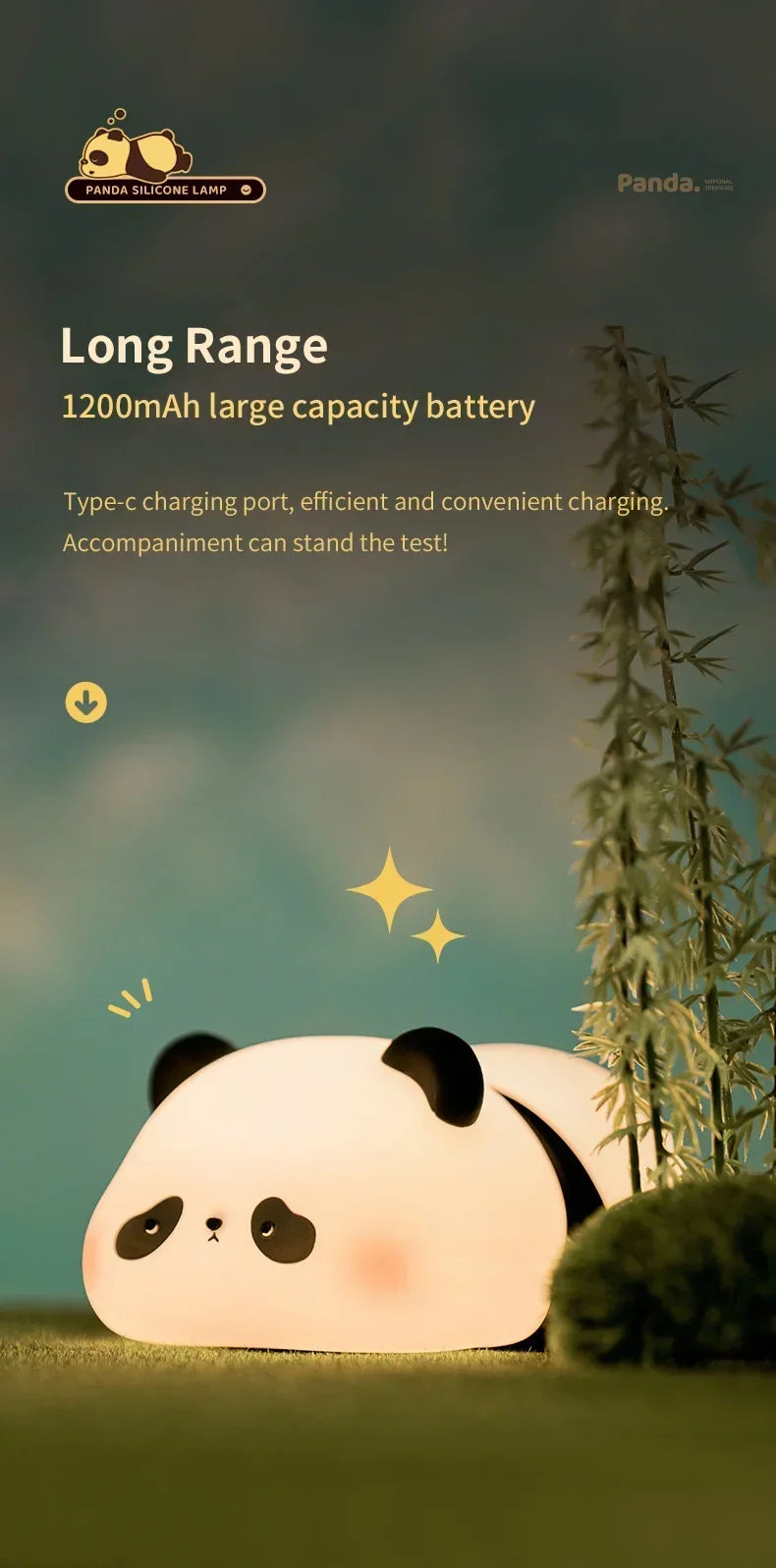 Cute Panda Children's Night Light Rechargeable