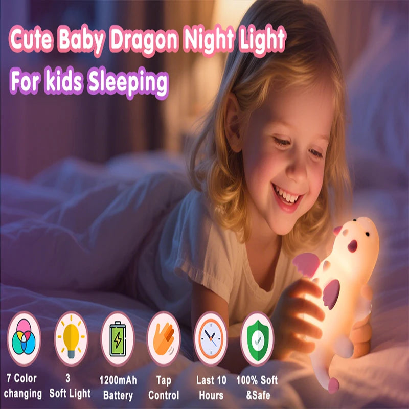 Cute Baby Dragon Children's Night Light Rechargeable