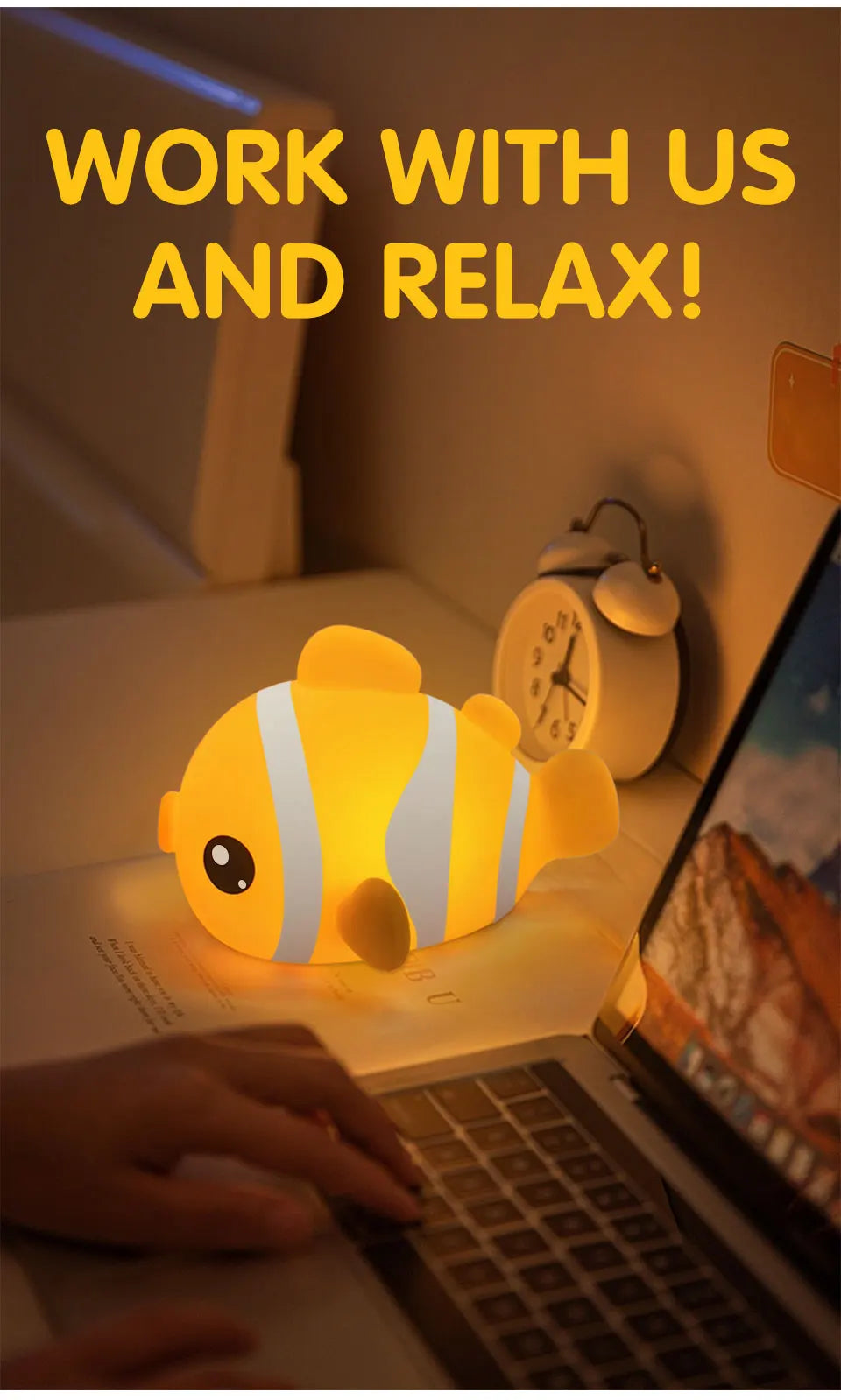 Cute Clownfish Children's Night Light Rechargeable