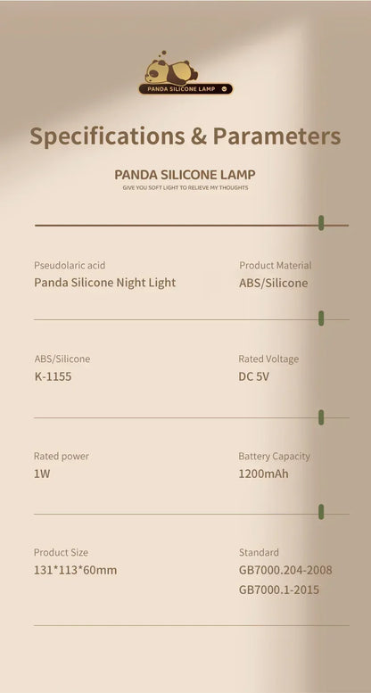 Cute Panda Children's Night Light Rechargeable