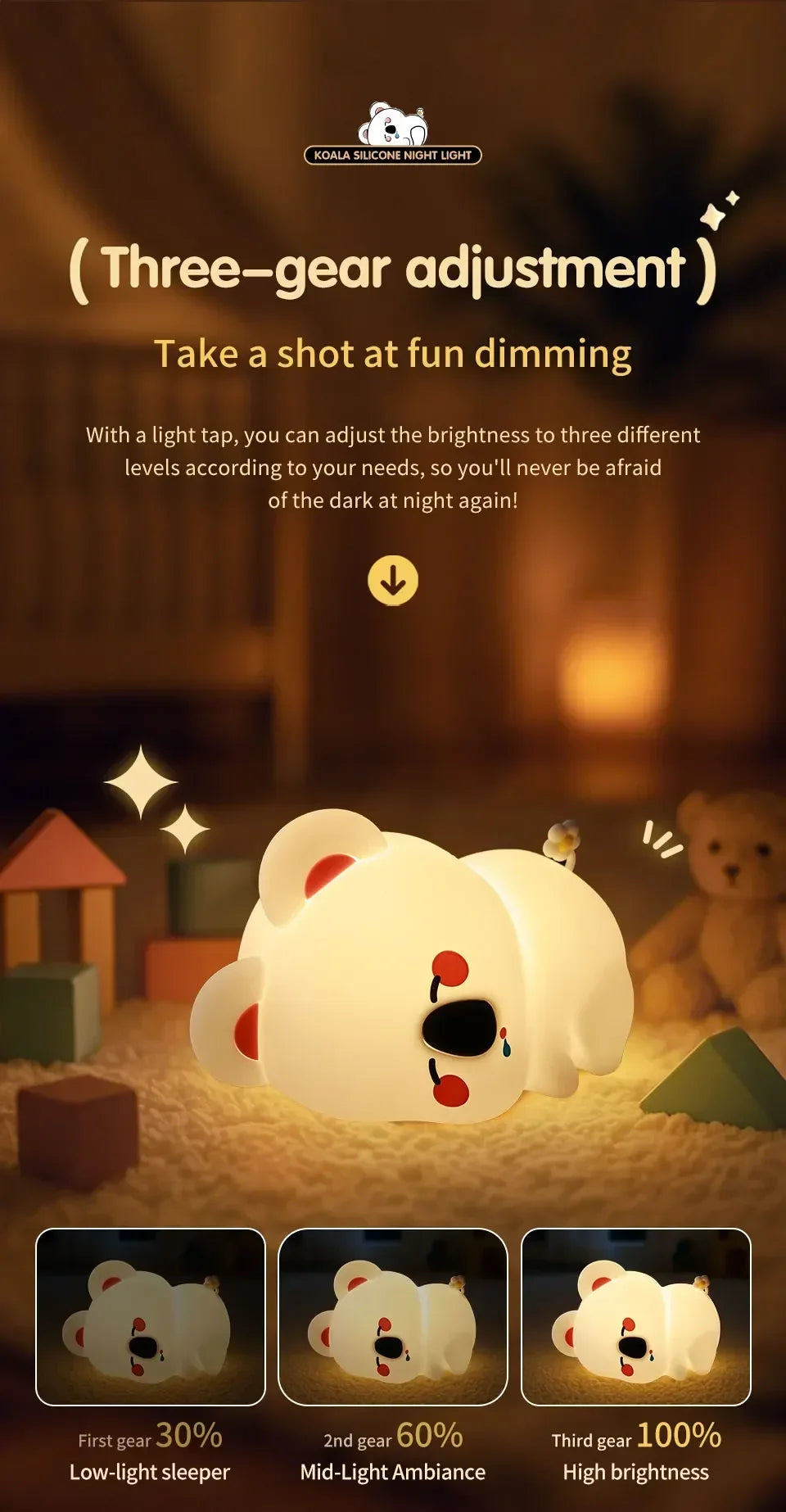 Cute Koala Children's Night Light Rechargeable