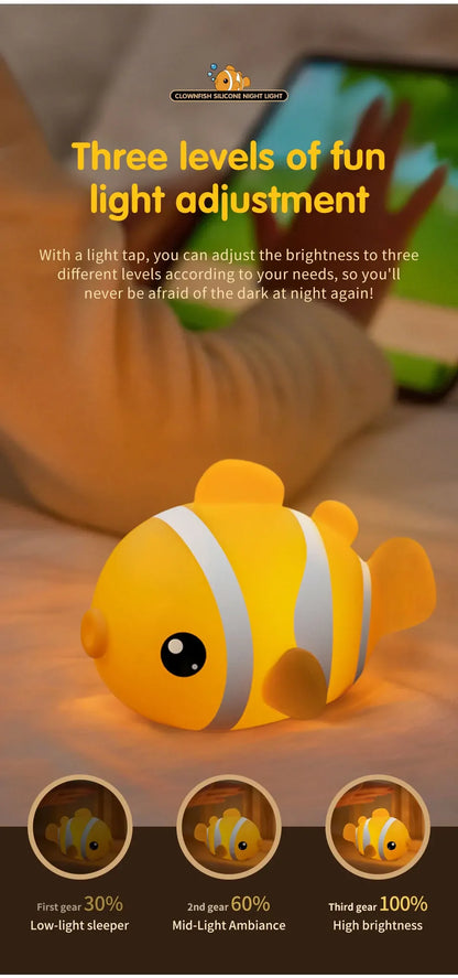 Cute Clownfish Children's Night Light Rechargeable