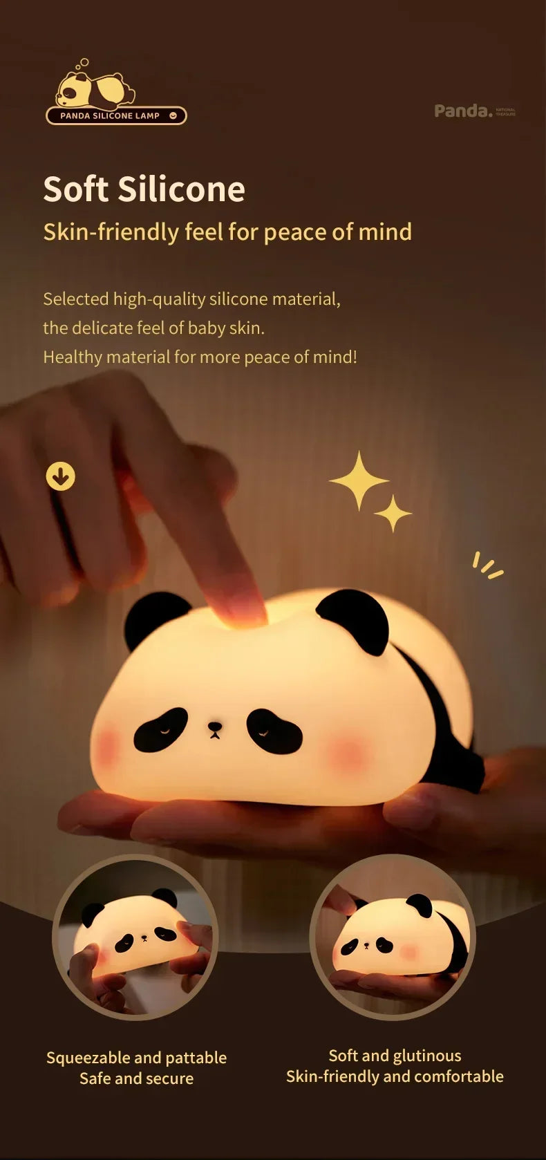 Cute Panda Children's Night Light Rechargeable