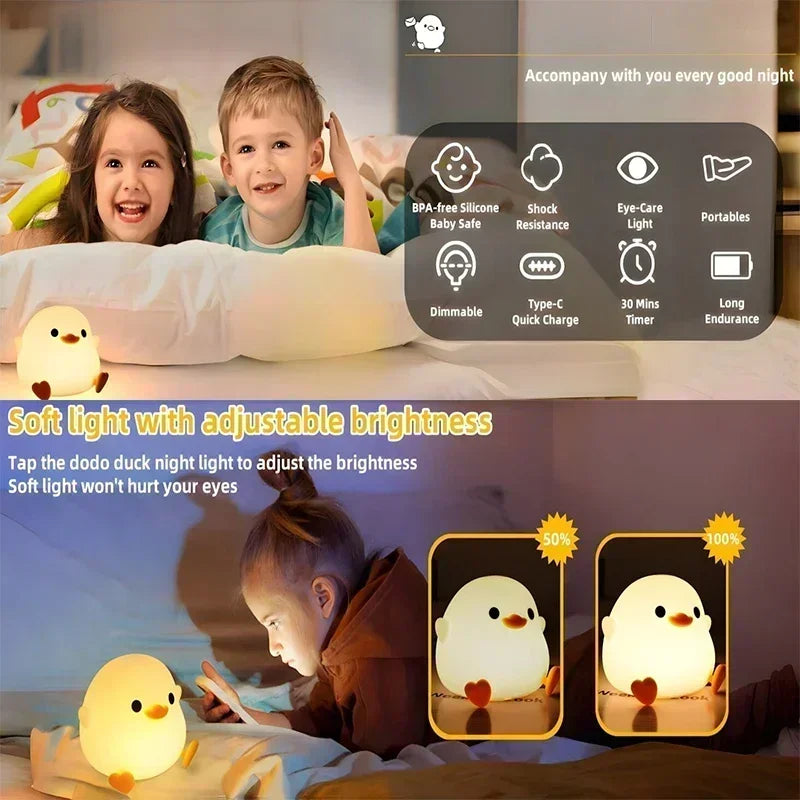 Silicone Duck Children's Night Light Rechargeable