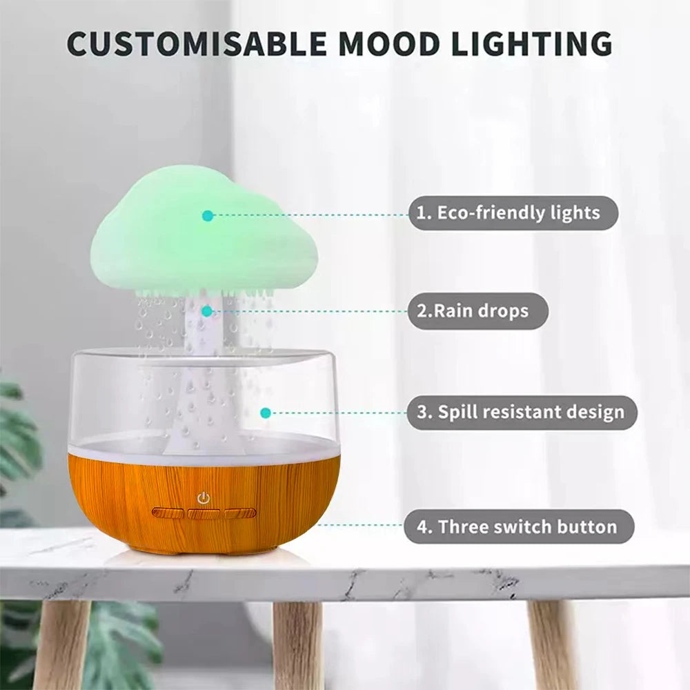 Rain Cloud Humidifier Night Light Essential Oil Diffuser