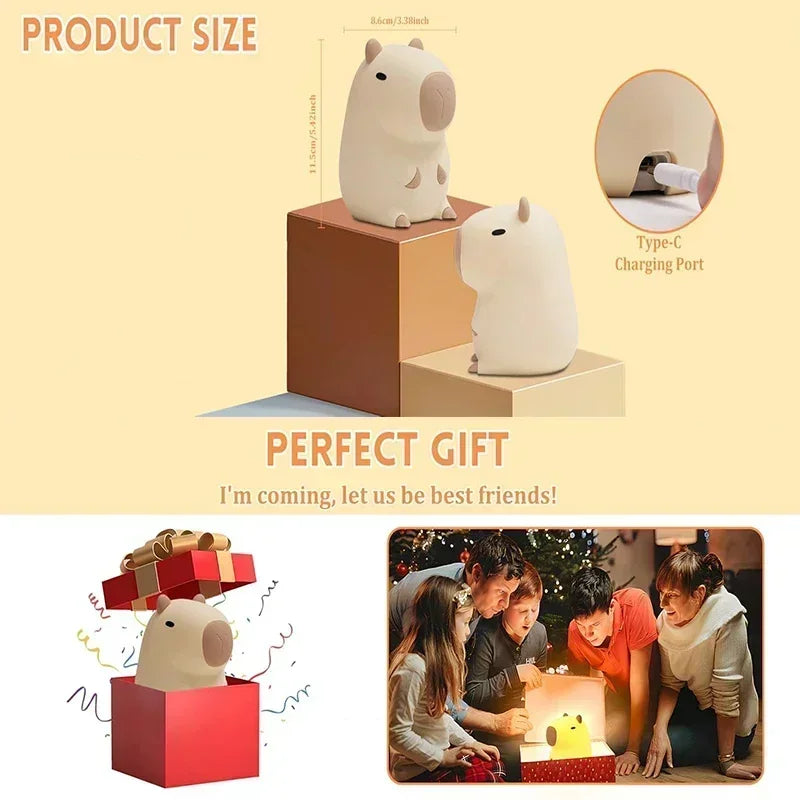 Cute Capybara Children's Night Light Rechargeable